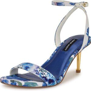 Womens Ankle Strap Heeled Sandals Textile Upper 2.76" Heel Buckle Closure